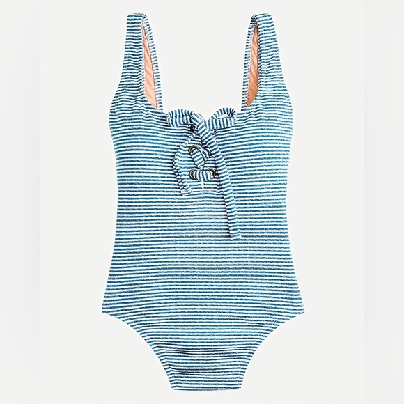 J. Crew Blue Striped  One Piece Swimsuit - Picture 2 of 6